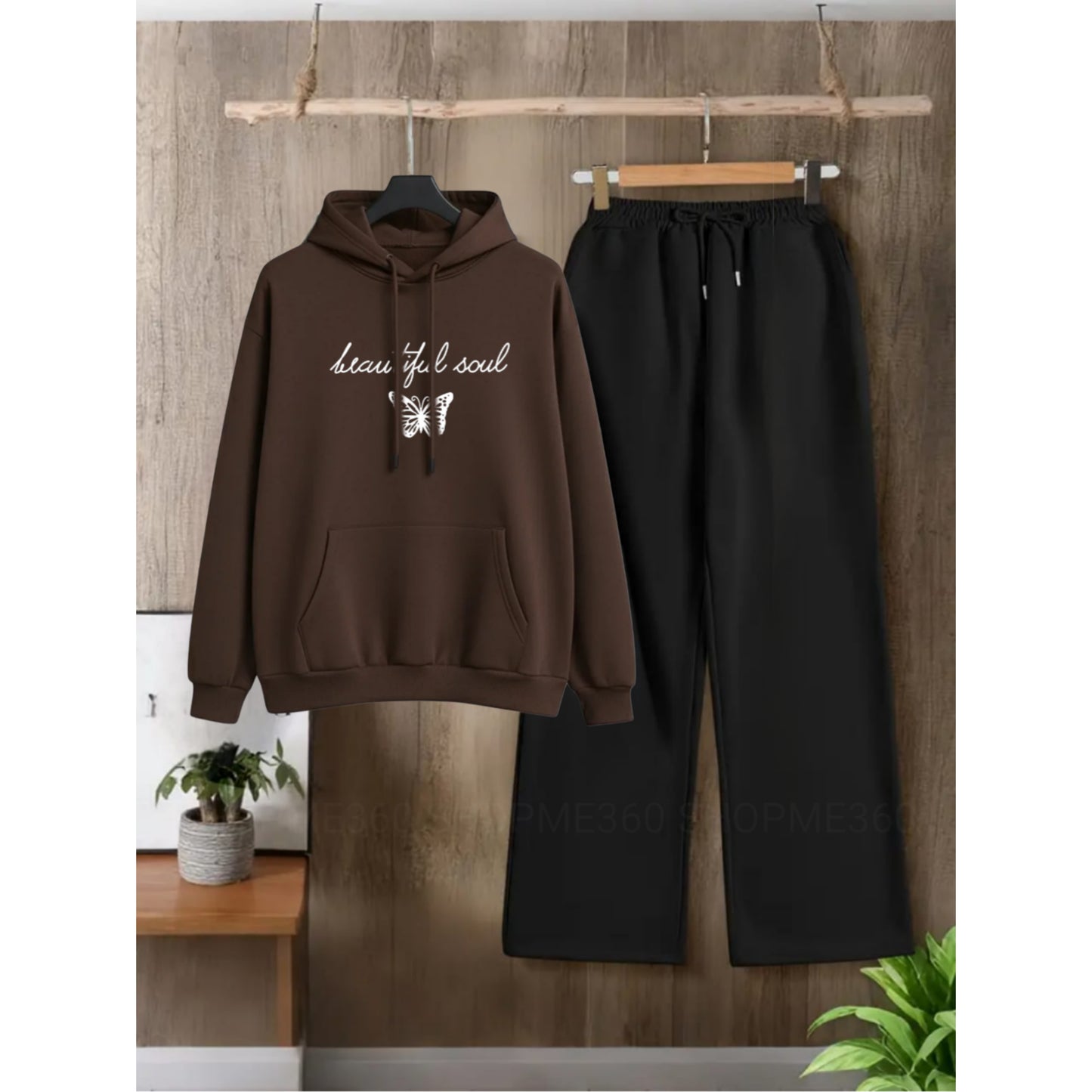 BROWN HOODIE BEAUTIFUL SOUL-BLACK FLAPPER