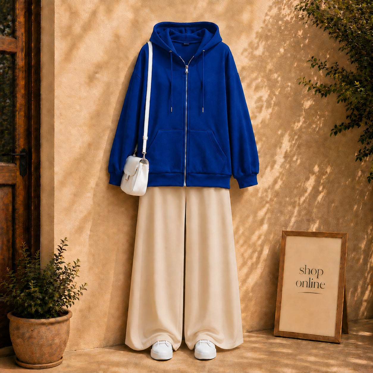 Navy blue Zipper with white Flapper