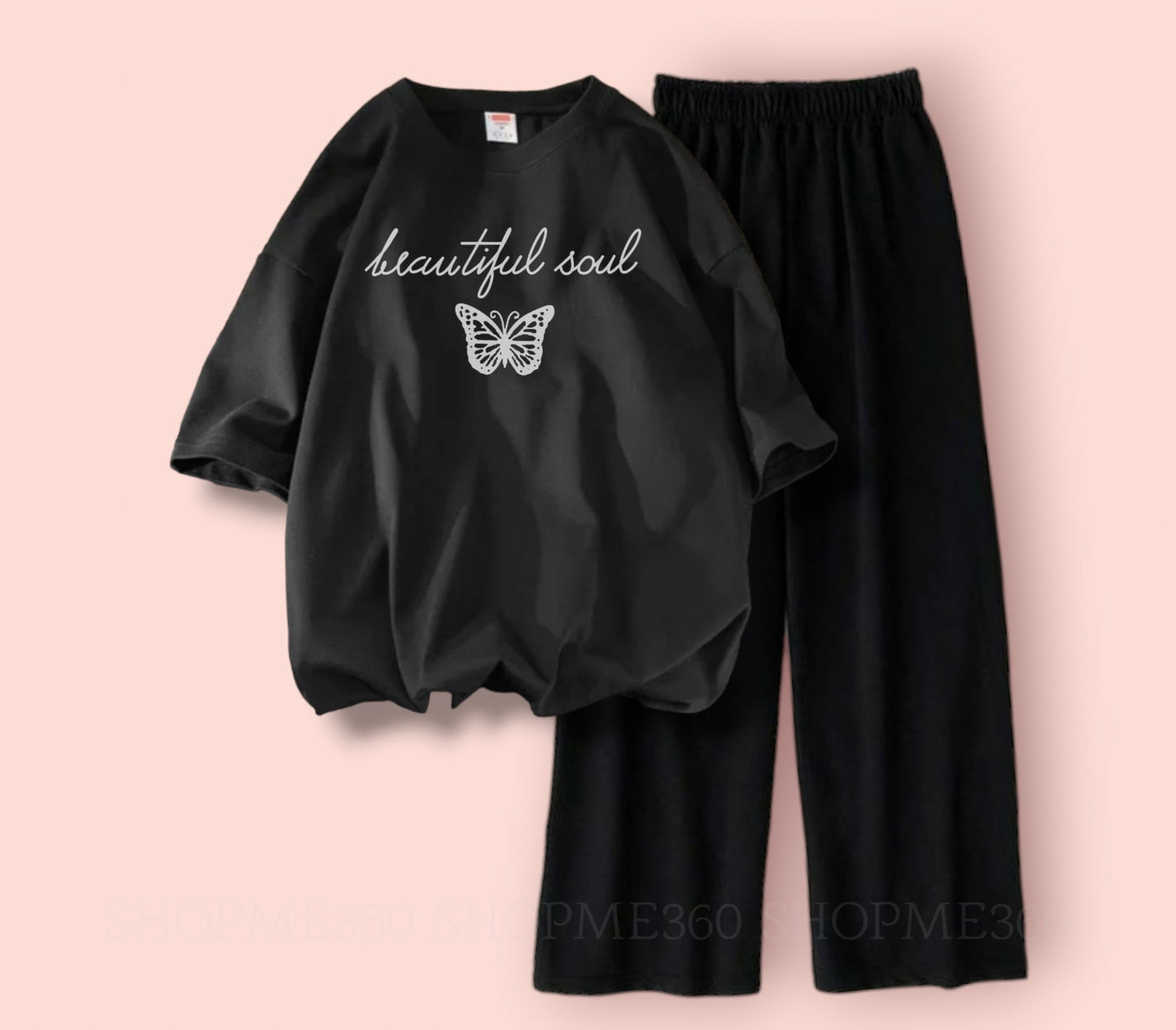 BLACK FLAPPER-BLACK TEE BEAUTIFUL SOUL BUTTERFLY