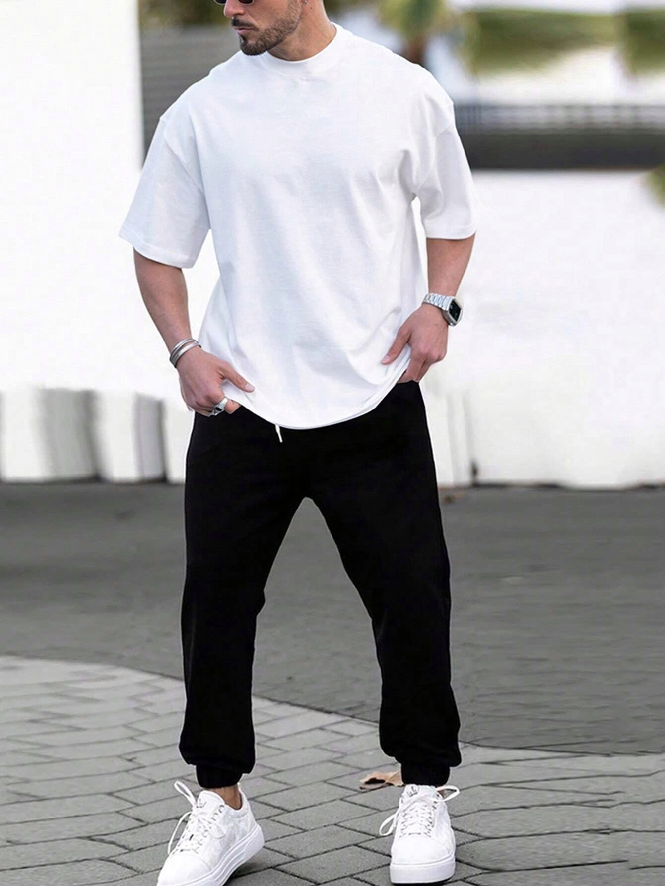 Black Trouser - White tee