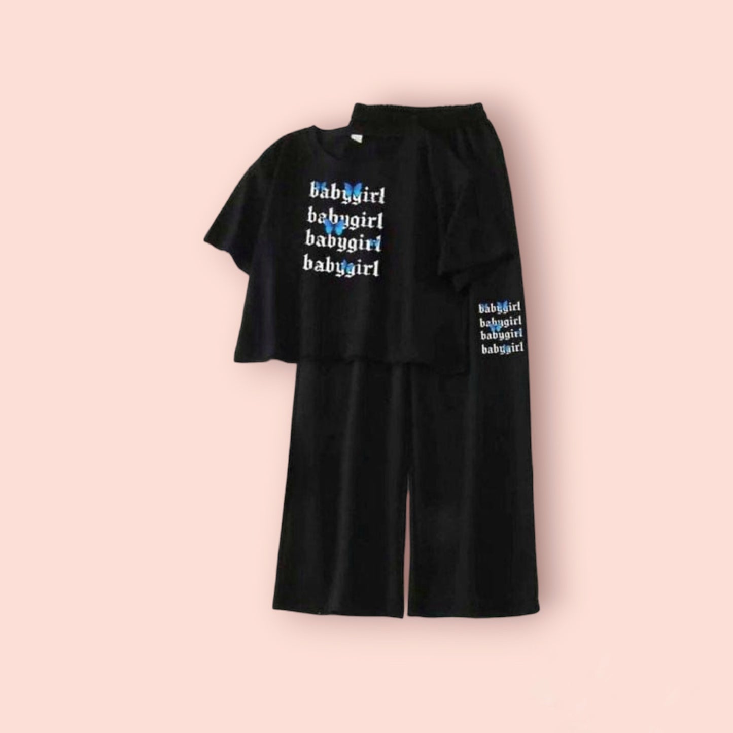 BLACK FLAPPER-BLACK CROP TEE BABY GIRL BUTTERFLY