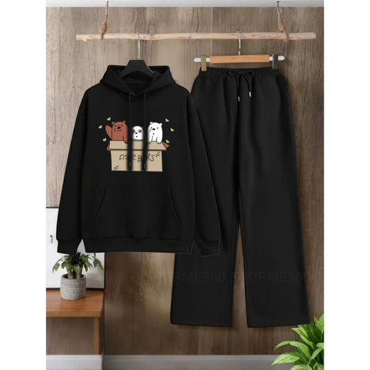 BLACK HOODIE FREE BEAR-BLACK FLAPPER