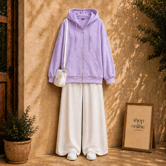 Lilac Zipper with White Flapper