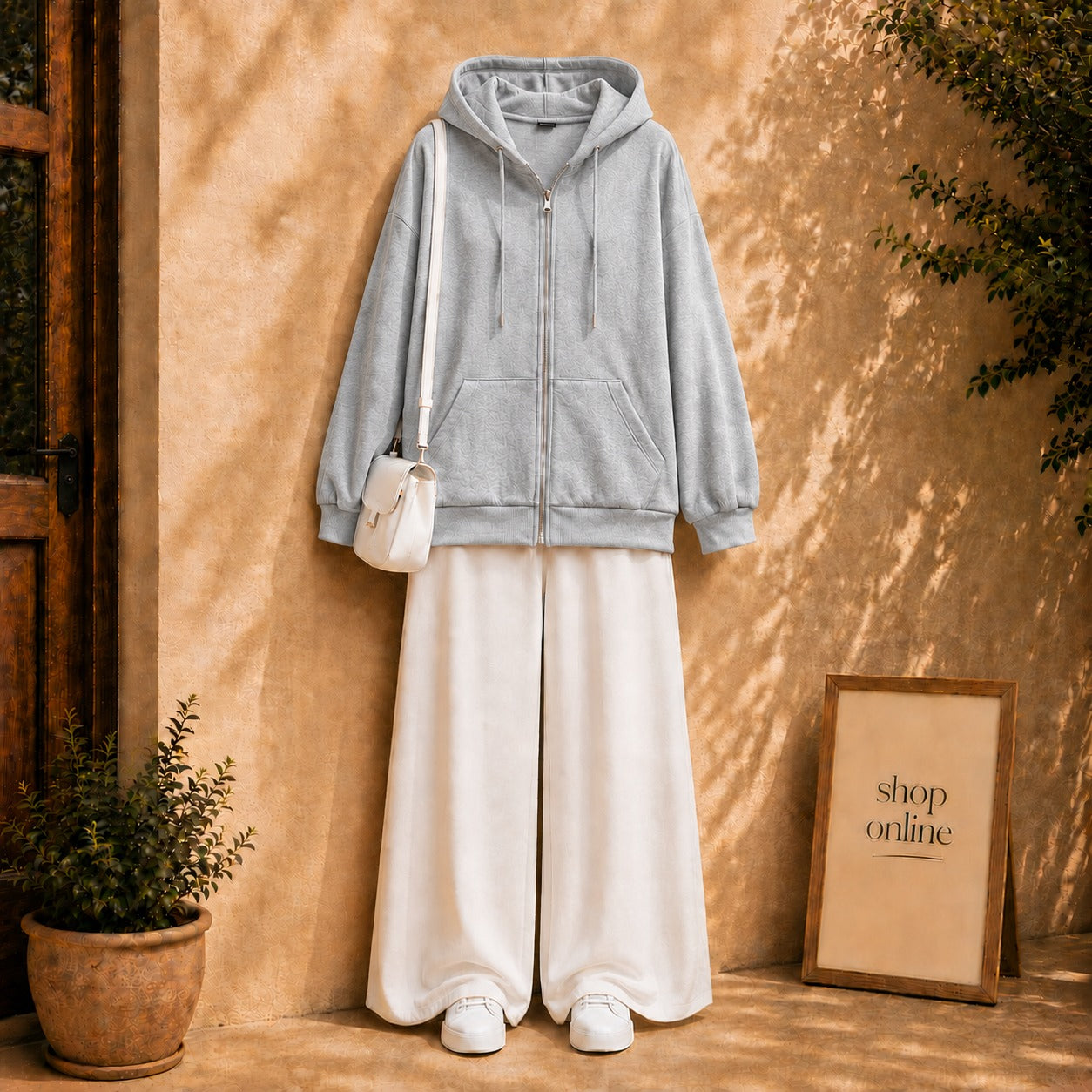 Gray Zipper with White Flapper