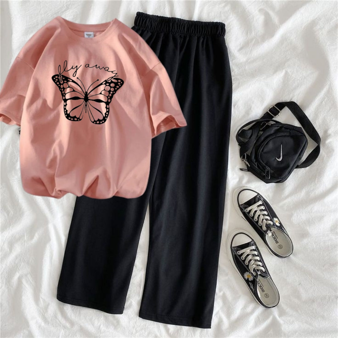 BLACK FLAPPER -PINK TEE FLY AWAY