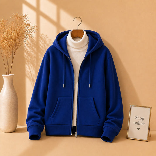 Royal Blue Zipper With White Highneck