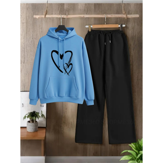 SKY BLUE  HOODIE 2 HEART-BLACK FLAPPER