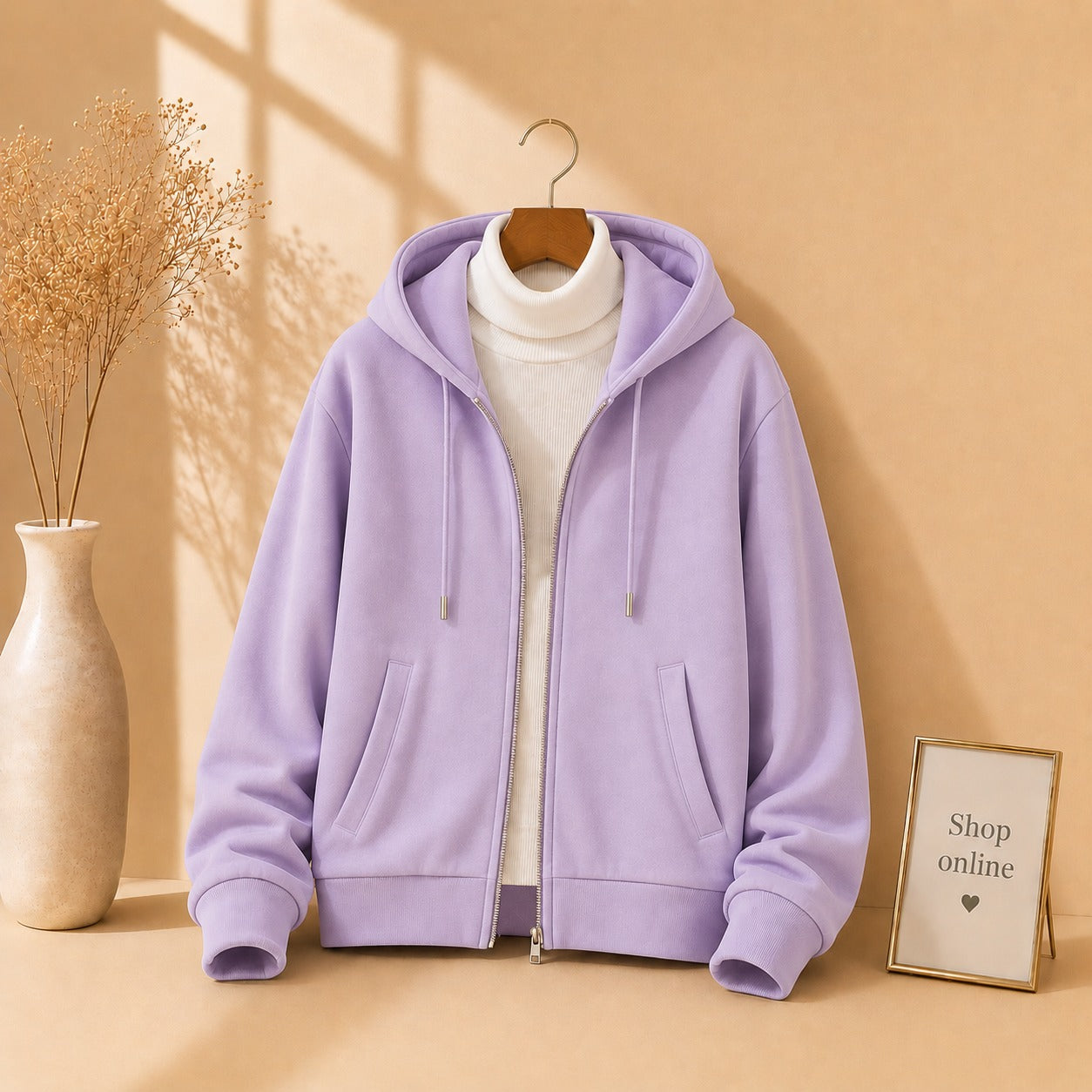 Lilac Zipper With White Highneck