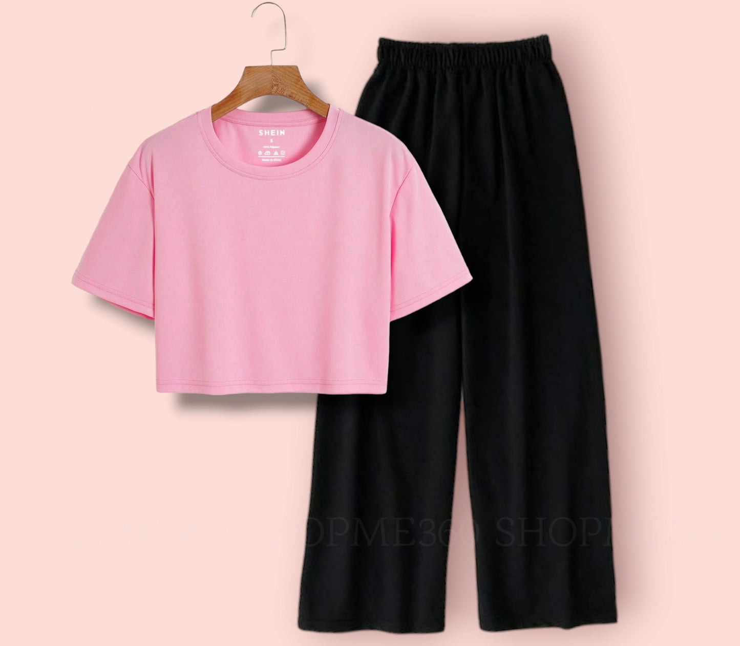 BLACK FLAPPER-PINK CROP TEE