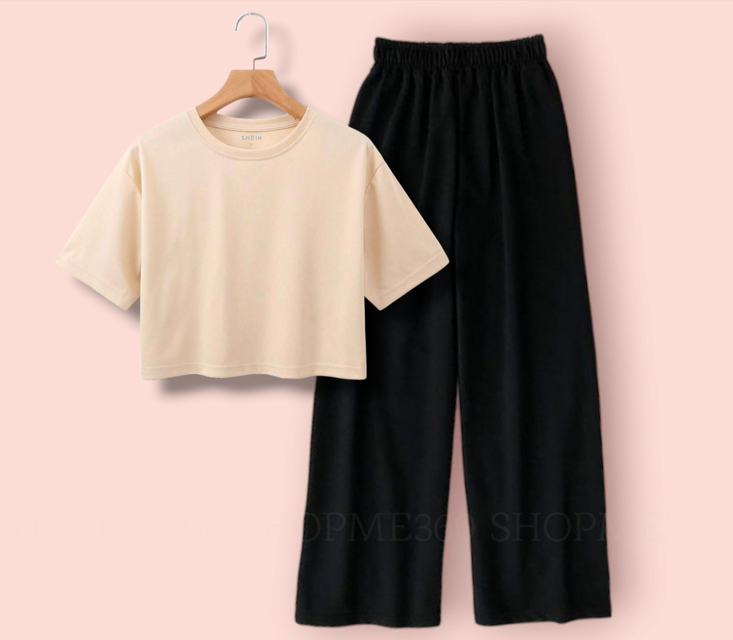 BLACK FLAPPER-BEIGE CROP TEE