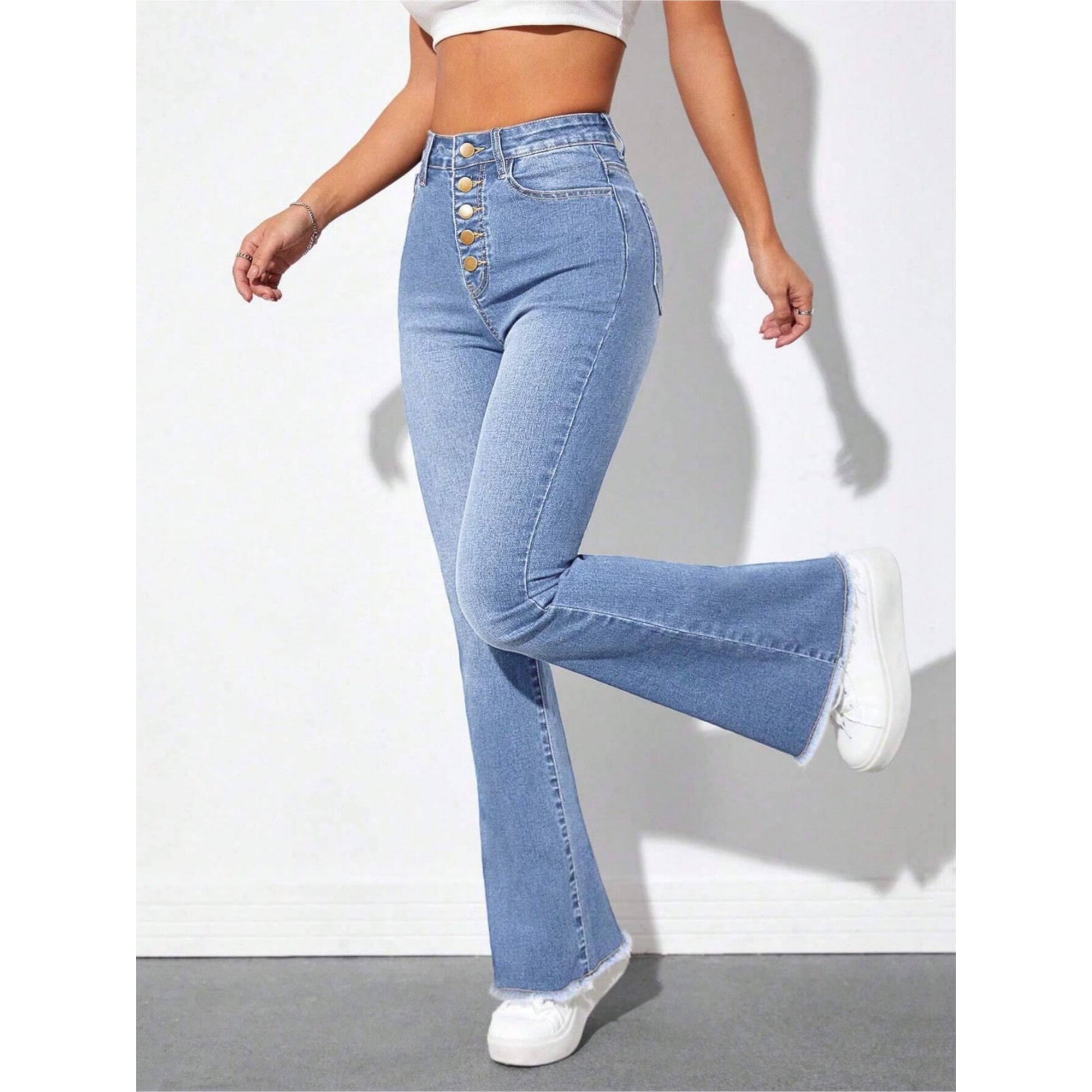 SKY BLUE BELL BOTTOM DENIM JEANS