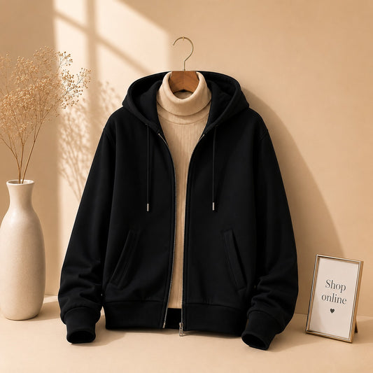 Black Zipper With Beige Highneck