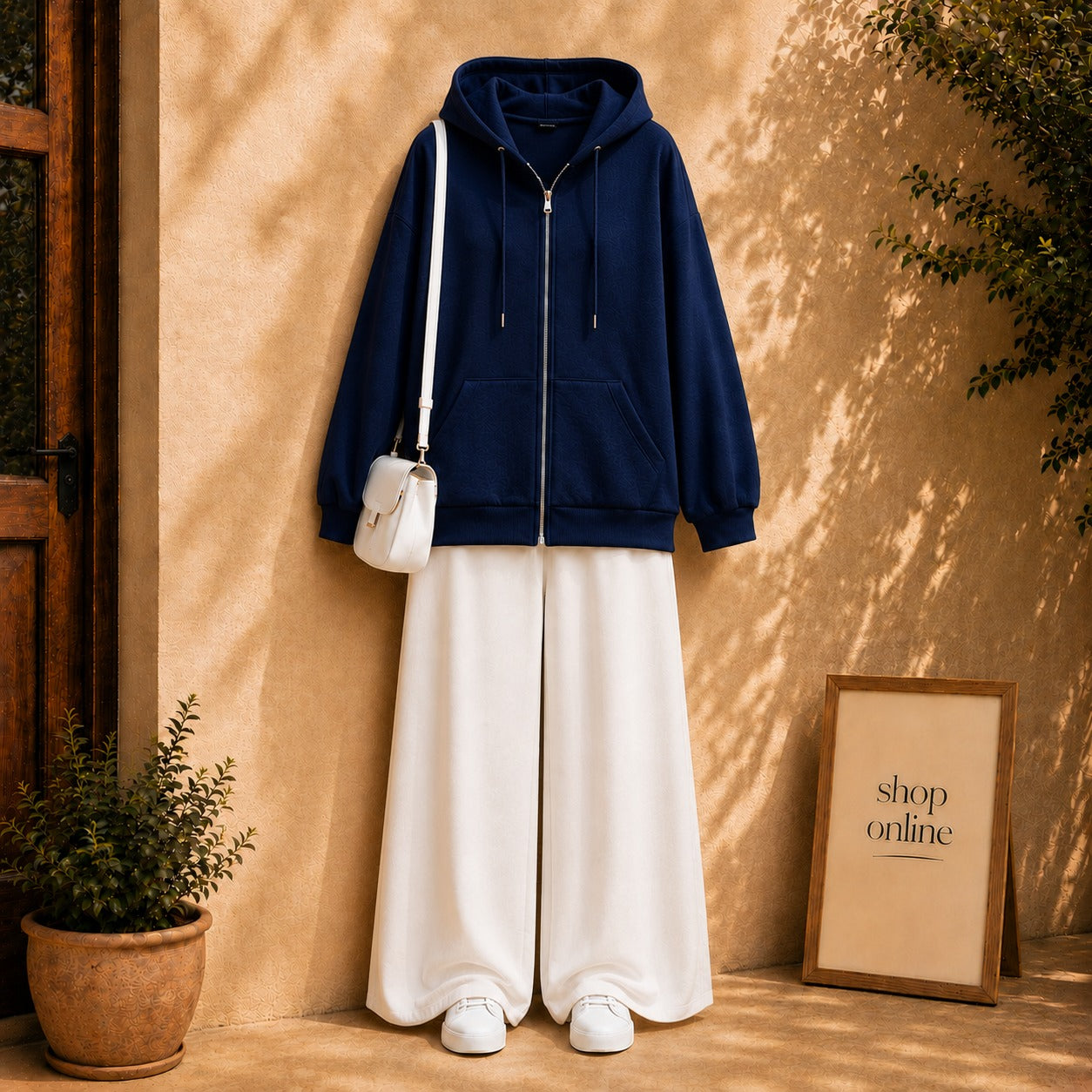 Navy Blue Zipper with white Flapper