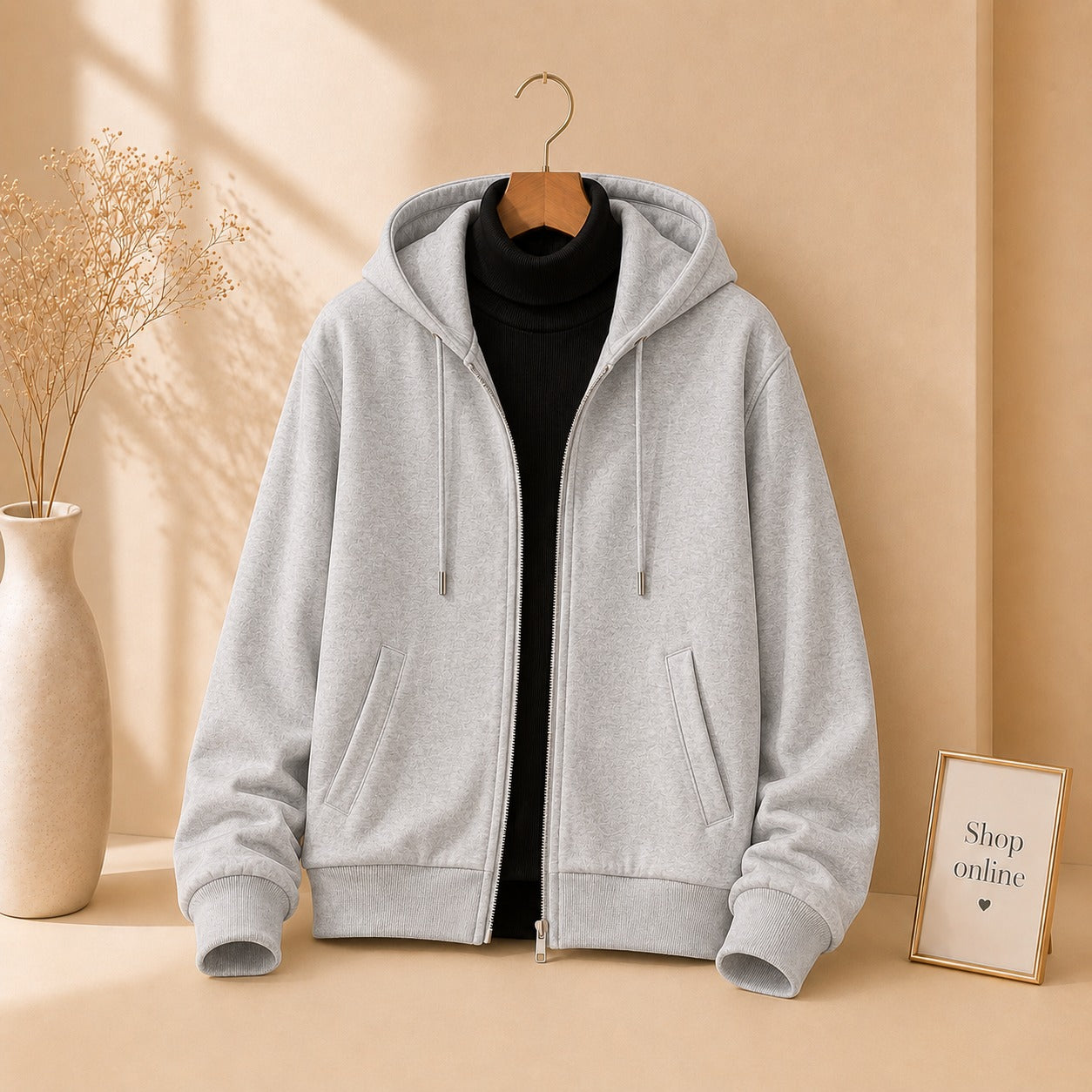 Grey Zipper With Black Highneck