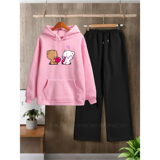 PINK HOODIE PAIR-BLACK FLAPPER
